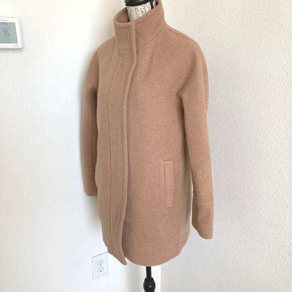 J. Crew City Wool Blend Camel Pea Coat Classic Preppy size 4 style AB945 - Picture 9 of 17